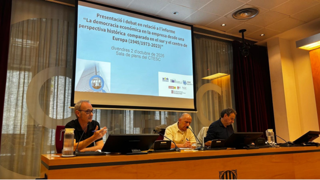 Presentación en Barcelona del libro “La democracia económica en la empresa desde una perspectiva histórica y comparada: en el sur y el centro de Europa (1945/1973-2023)”.